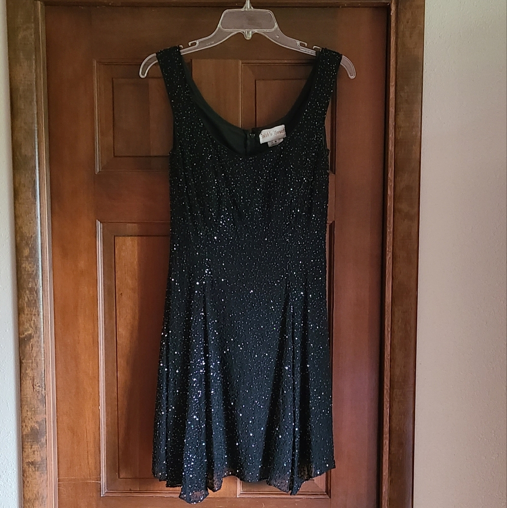 Sparkling Black Sleeveless Mini Dress